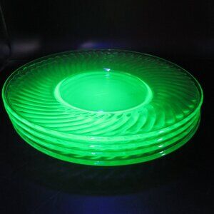 Four Depression Uranium Glass Plates